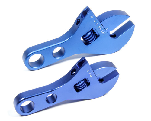 Adjustable Wrench Set - Stubby - Single End - 2 Piece - 3 AN to 8 AN and 10 AN to 20 AN - Aluminum - Blue Anodized - Kit