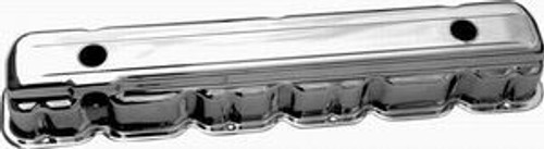 Valve Cover - Short - 3-1/2 in Height - Baffled - Breather Holes - Steel - Chrome - GM Inline-6 - Each