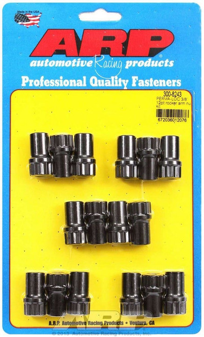 Rocker Arm Nut - 3/8-24 in Thread - 0.550 in Shank Diameter - 1.200 in Long - Chromoly - Black Oxide - Aluminum Rockers - Set of 16