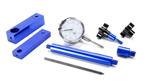Camshaft Checking Fixture - 0.001 in Dial Indicator - Dial Indicator Stand - 1/2 in and 7/16 in Adapters - Aluminum - Blue Anodized - Heads Off - Kit
