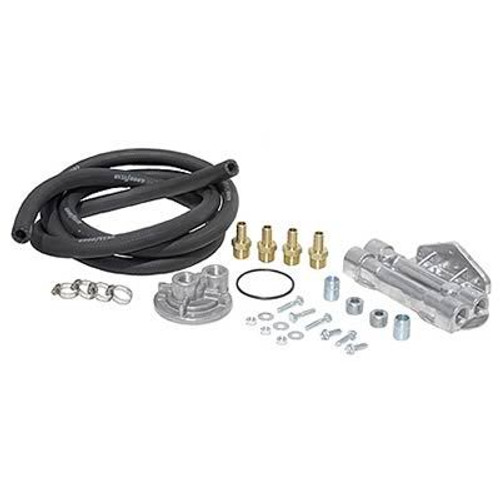 Remote Oil Filter - Dual Filter - 1-16 in Thread Adapter - 8 ft Hoses - 3/4-16 in Thread Housing - Fittings / Hardware - Dodge Cummins - Kit