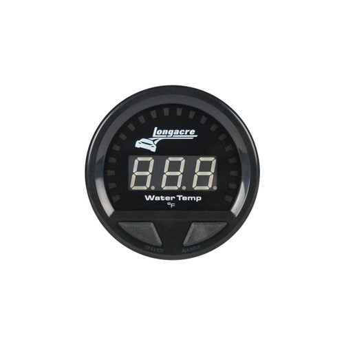 Water Temperature Gauge - Digital Elite Waterproof - 100-280 Degree F - Electric - LED - Warning Light - 2-5/8 in Diameter - Black Face - Each Water Temperature Gauge - Digital Elite Waterproof - 100-280 Degree F - Electric - LED - Warning Light - 2-5/8 in Diameter - Black Face - Each