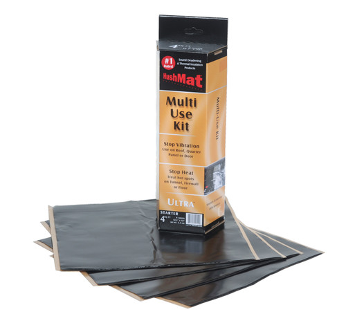 Heat and Sound Barrier - Ultra Starter Kit - 12 x 11 in Sheet - 1.5 mm Thick - Rubber - Black - Set of 4