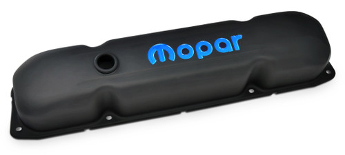 Valve Cover - Tall - Baffled - Breather Hole - Steel - Black Crinkle - Mopar B / RB-Series - Pair