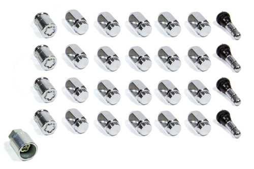 Wheel Installation Kit - Premium - 12 mm x 1.50 Right Hand Thread - 13/16 in Hex Head - 6 Lug - Key / Lug Nuts / Locks - Steel - Chrome - Kit