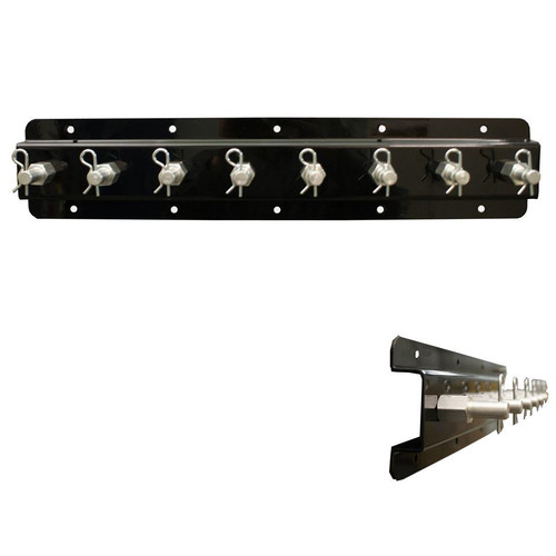 Shock Rack - Single Row - Wall Mount - 20 in Long - 8 Shock Capacity - Aluminum - Black Powder Coat - Each