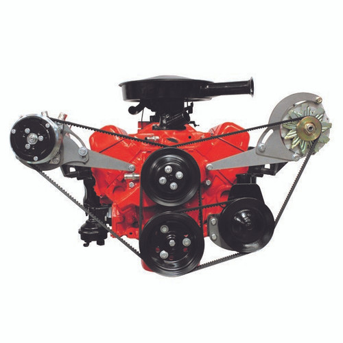 Air Conditioning Bracket - Driver Side - Steel - Natural - Sanden 508 Compressor - Short Water Pump - Small Block Chevy - Kit