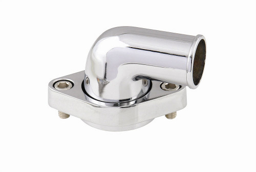 Water Neck - 90 Degree - 1-1/2 in ID Hose - Swivel - O-Ring - Hardware Included - Aluminum - Chrome - Small Block Chevy - Each
