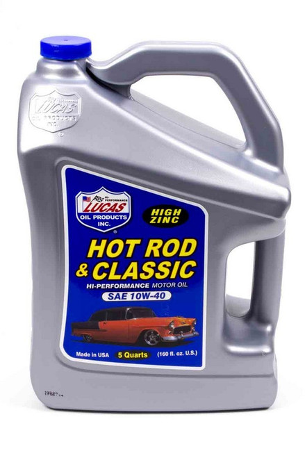 Motor Oil - Hot Rod and Classic Car - High Zinc - 10W40 - Conventional - 5 qt Jug - Each