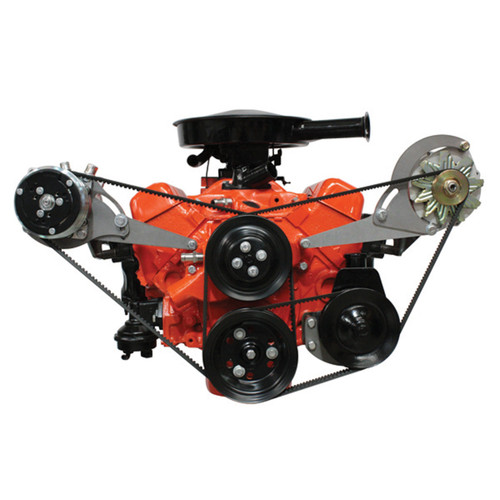 Air Conditioning Bracket - Passenger Side - Water Pump Mount - Steel - Natural - Sanden 508 Compressor - Long Water Pump - Small Block Chevy - Kit