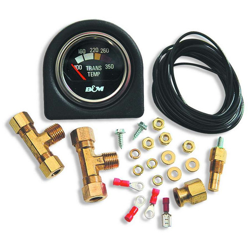 Transmission Temperature Gauge - 100-350 Degree F - Electric - Analog - Short Sweep - 2-1/16 in Diameter - Black Face - Kit