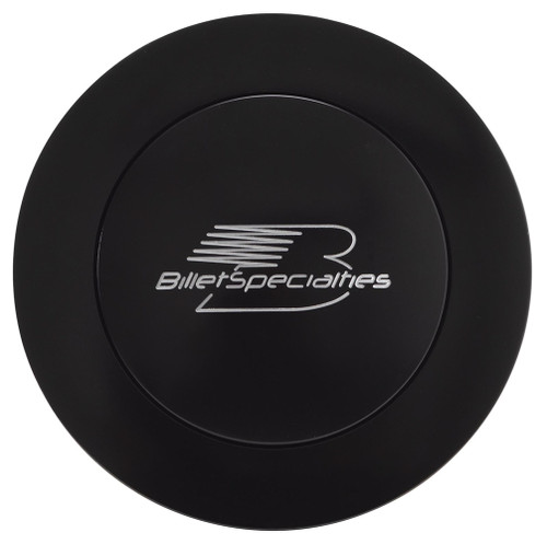 Horn Button - Natural Billet Specialties Logo - Aluminum - Black Anodized - 9-Bolt Steering Wheels - Each