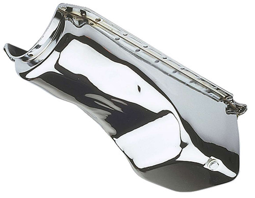 Engine Oil Pan - OEM Style - Rear Sump - 4 qt - Stock Depth - Steel - Chrome - Big Block Chevy - Each