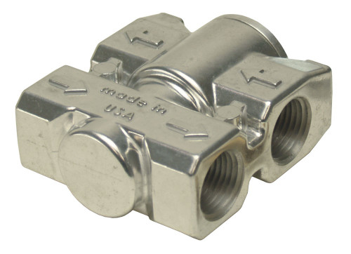 Remote Oil Thermostat - Dual 1/2 in NPT Female Inlets - Dual 1/2 in NPT Female Outlets - Aluminum - Polished - Each