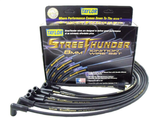 Spark Plug Wire Set - Street Thunder - Spiral Core - 8.00 mm - Black - Factory Style Boots / Terminals - GM V6 - GM W-Body 1998-2006 - Kit