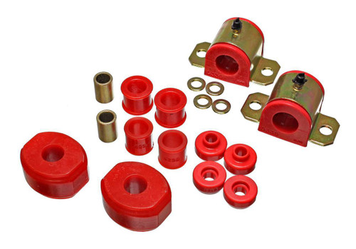 Sway Bar Bushing - Hyper-Flex - Front - Greasable - 15/16 in Bar - Polyurethane / Steel - Red / Cadmium - Dodge Fullsize SUV / Truck 1972-93 - Kit