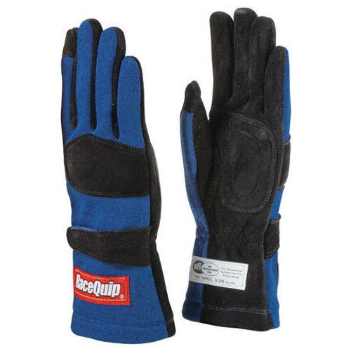 Driving Gloves - 355 Series - SFI 3.3/5 - Double Layer - Nomex / Suede - Black / Blue - Large - Pair