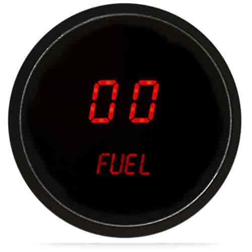 Fuel Level Gauge - Electric - Digital - 2-1/16 in Diameter - Black Face - Red LED - Each