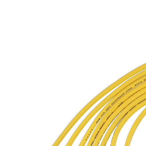 Spark Plug Wire Set - Super Stock - Spiral Core - 8 mm - Yellow - 90 Degree Plug Boots - HEI Style Terminal - Cut-To-Fit - V8 - Kit Spark Plug Wire Set - Super Stock - Spiral Core - 8 mm - Yellow - 90 Degree Plug Boots - HEI Style Terminal - Cut-To-Fit - V8 - Kit