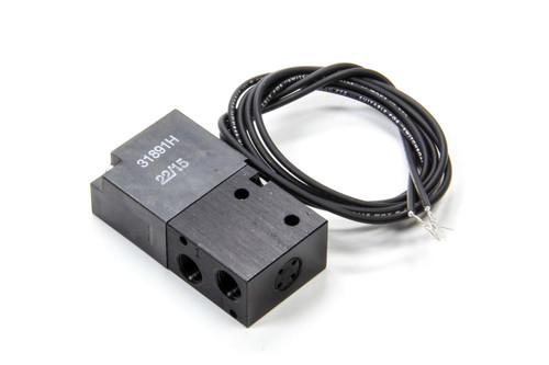 CO2 Shifter Solenoid - 12V - 1/8 in NPT - Inlet / Outlet / Exhaust - Override Button - Aluminum - Black Anodized - Each