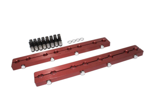 Rocker Arm Stud Girdle - 7/16-20 in Thread Studs - Aluminum - Red Anodized - Small Block Chevy - Kit