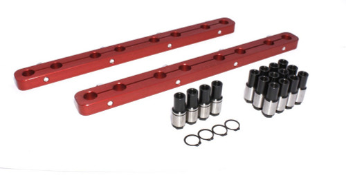 Rocker Arm Stud Girdle - 3/8-24 in Thread Studs - Aluminum - Red Anodized - Small Block Ford - Kit