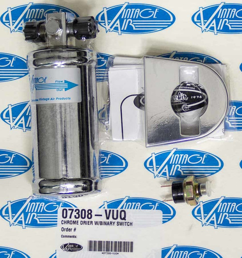Air Conditioning Drier - Vertical Mount - 2-1/2 in OD - 6 in Tall - Binary Switch - Bracket - Steel - Chrome - Each