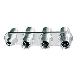 Bulkhead Plate - Streamline - 4 Port In-Line - 6 AN Male O-Ring to 10 AN Male O-Ring - Aluminum - Polished - Each