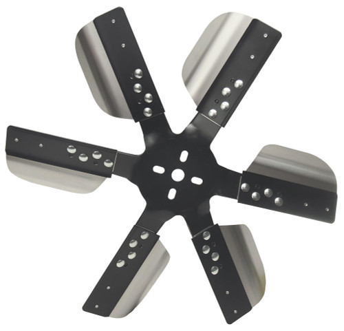 Mechanical Cooling Fan - 17 in Fan - 6 Blade - 5/8 in Pilot - Universal Bolt Pattern - Steel Hub / Stainless Blades - Black Powder Coat / Natural - Each