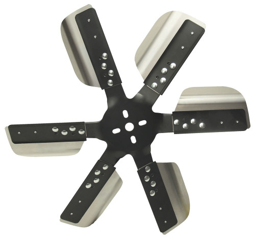 Mechanical Cooling Fan - 18 in Fan - 6 Blade - 5/8 in Pilot - Universal Bolt Pattern - Steel Hub / Stainless Blades - Black Powder Coat / Natural - Each