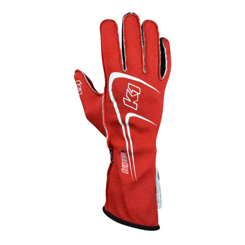 Driving Gloves - Track 1 - SFI 3.3/5 - Double Layer - Nomex - Silicone Palm - Red / White - Youth 4X-Small - Pair