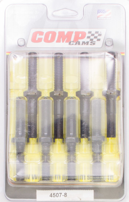 Rocker Arm Stud - Hi-Tech - 7/16-14 in Base Thread - 7/16-20 in Top Thread - 2.000 in Effective Stud Length - Steel - Black Oxide - Universal - Set of 8