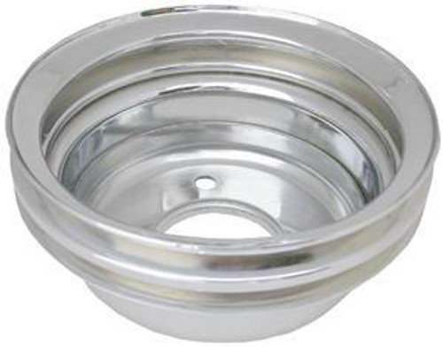 Crankshaft Pulley - V-Belt - 2 Groove - 6.625 in Diameter - Steel - Chrome - Small Block Ford - Each