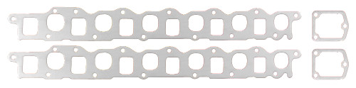 Exhaust Manifold / Header Gasket - 1-11/32 x 1-3/4 in Square Exhaust Port - 1-9/16 x 1-25/32 in Oval Intake Port - Riser Gasket - Graphite - Ford Inline-6 - Pair