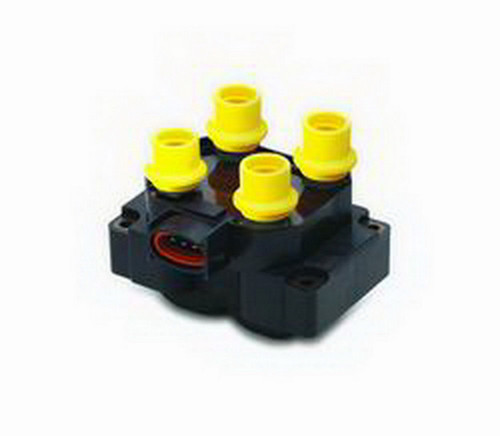 Ignition Coil Pack - Super Coil - 0.500 ohm - Female Socket - 42000V - 4-Tower - Yellow / Black - Ford 4-Cylinder - Each