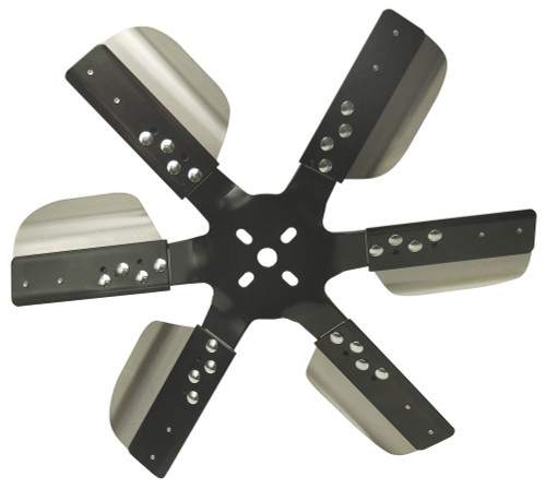 Mechanical Cooling Fan - Reverse Rotation Rigid Race - 17 in Fan - 6 Blade - 5/8 in Pilot - Steel Hub / Stainless Blades - Black Powder Coat / Natural - Universal - Each