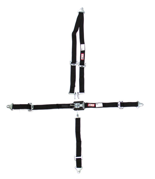 Harness - Junior - 5 Point - Latch and Link - SFI 16.1 - Pull Up Adjust - Bolt-On - V-Type Harness - Black - Kit