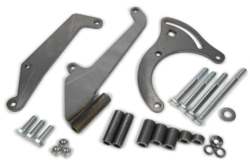 Compressor Bracket - Driver Side - Steel - Natural - Long Water Pump - Small Block Chevy - Kit