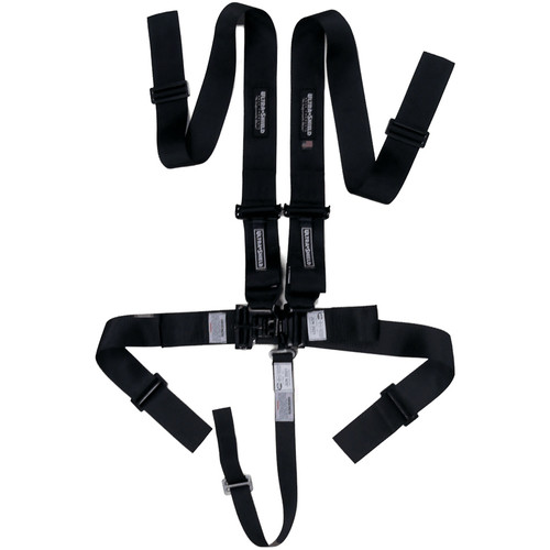 Harness - 5 Point - Latch and Link - Pull Down Adjust - Bolt-On / Wrap Around - Individual Harness - Black - Kit