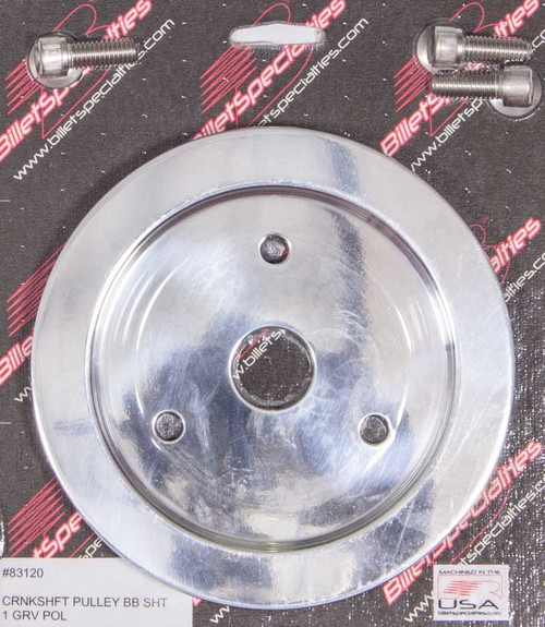 Crankshaft Pulley - V-Belt - 1 Groove - 6.438 in Diameter - Billet Aluminum - Polished - Short Water Pump - Big Block Chevy - Each
