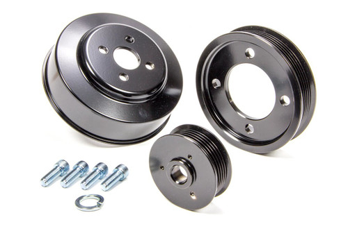 Pulley Kit - Performance - 6-Rib Serpentine - Aluminum / Steel - Black Powder coat - Small Block Ford - Ford Mustang 1994-95 - Kit Pulley Kit - Performance - 6-Rib Serpentine - Aluminum / Steel - Black Powder coat - Small Block Ford - Ford Mustang 1994-95 - Kit