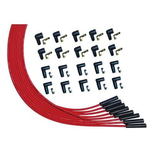 Spark Plug Wire Set - Ultra - Spiral Core - 8 mm - Red - Straight Plug Boots - HEI / Socket Style - Universal 8-Cylinder - Kit