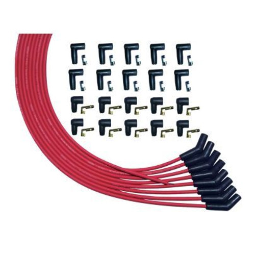 Spark Plug Wire Set - Ultra - Spiral Core - 8 mm - Red - 135 Degree Plug Boots - HEI / Socket Style - Universal 8-Cylinder - Kit