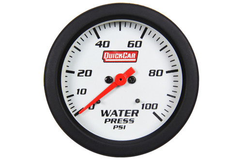 Water Pressure Gauge - 0-100 psi - Mechanical - Analog - Full Sweep - 2-5/8 in Diameter - White Face - Built-in Warning Light - Kit Water Pressure Gauge - 0-100 psi - Mechanical - Analog - Full Sweep - 2-5/8 in Diameter - White Face - Built-in Warning Light - Kit