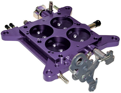 Carburetor Base Plate - Complete - Aluminum - Purple Anodized - Holley / Proform 650-800 CFM Mechanical Secondary Carburetors - Each