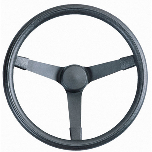 Steering Wheel - Performance - 14-3/4 in Diameter - 4 in Dish - 3-Spoke - Black Foam Grip - Steel - Black Paint - Each