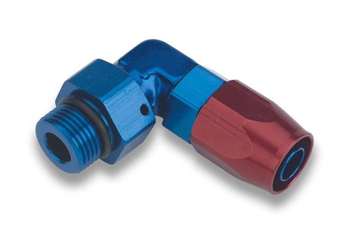 Fitting - Hose End - Swivel-Seal - 90 Degree - 12 AN Hose to 12 AN Male O-Ring - Swivel - Blue / Red Anodized - Each
