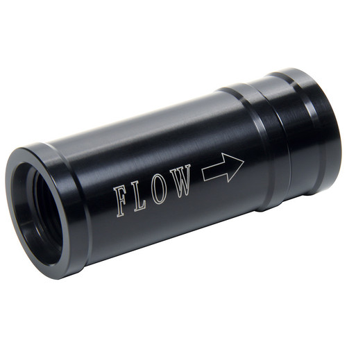 Check Valve - 10 AN Female O-Ring Inlet - 10 AN Female O-Ring Outlet - Aluminum - Black Anodized - Each Check Valve - 10 AN Female O-Ring Inlet - 10 AN Female O-Ring Outlet - Aluminum - Black Anodized - Each