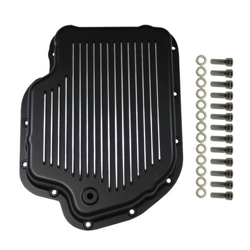Transmission Pan - Stock Sump - Finned - Aluminum - Black Paint - TH400 - Each