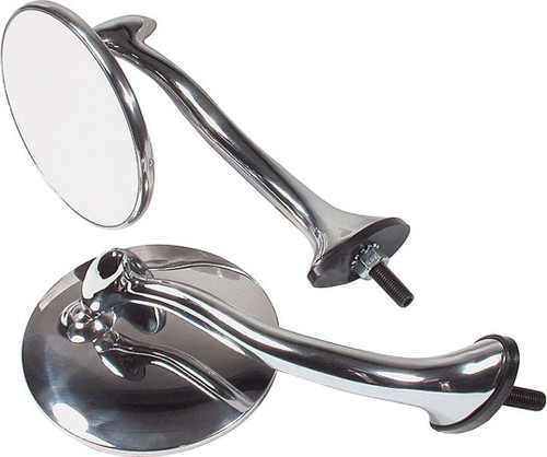 Mirror - Swan Neck - Side View - Round - 4 in Diameter - Stainless - Polished - Pair